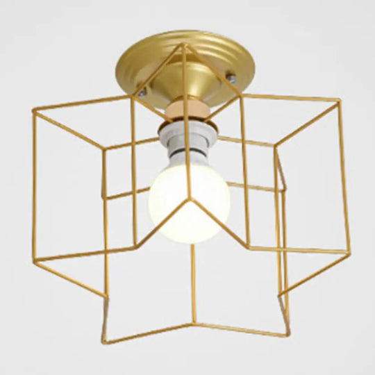 Semi Flush Industrial Metal Chandelier For Bedroom - Stylish Ceiling Mount Lighting Gold / 10’