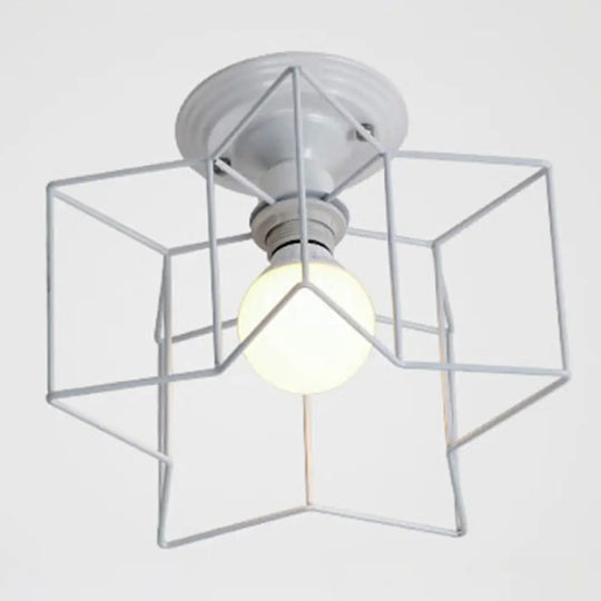 Semi Flush Industrial Metal Chandelier For Bedroom - Stylish Ceiling Mount Lighting White / 10’