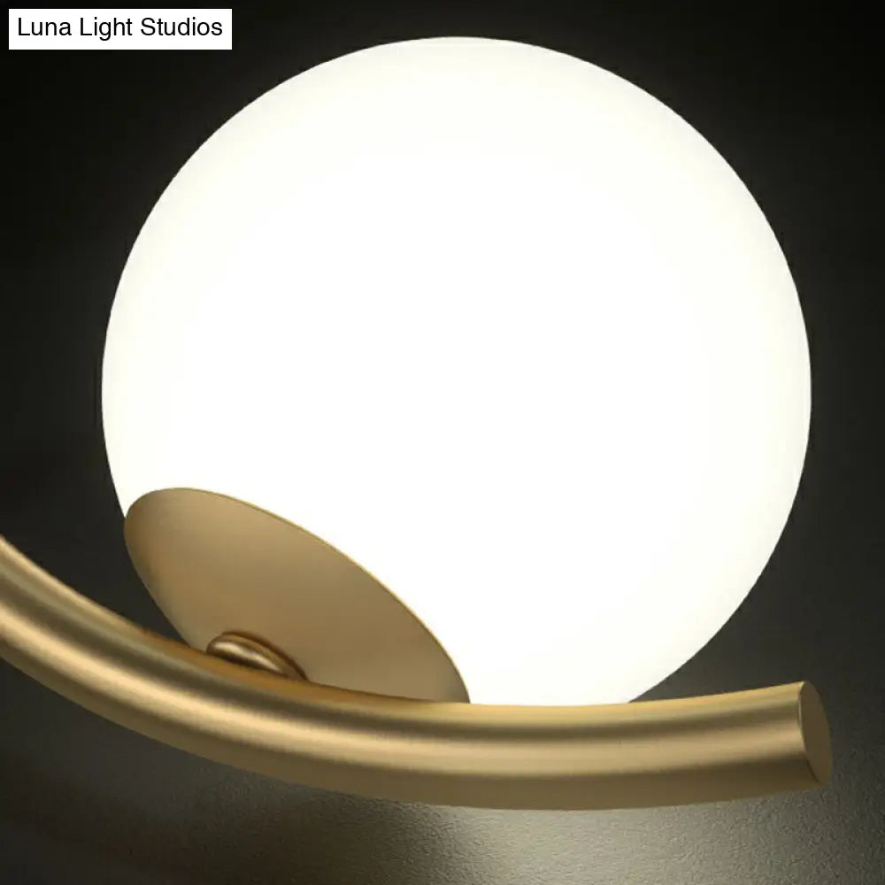 Semi Flush Mount Ceiling Light In Gold With Cream Glass Artistry - Sphere Corridor