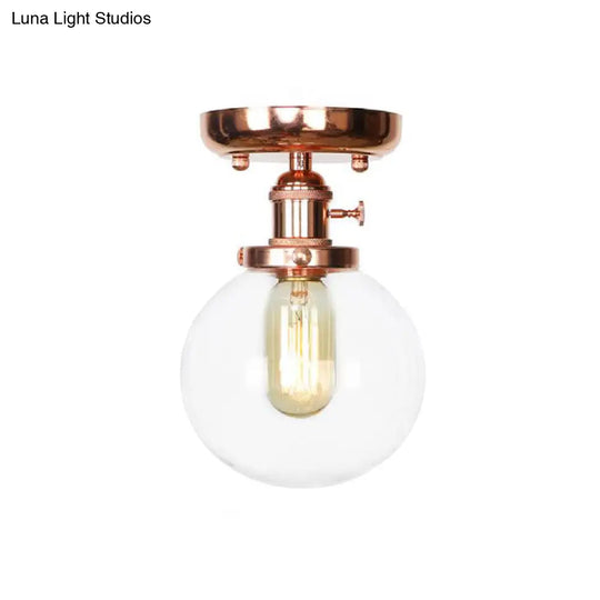 Semi Flush Mount Industrial Ceiling Light Fixture With Globe/Wide Flare/Diamond Design And