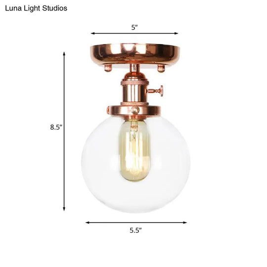 Semi Flush Mount Industrial Ceiling Light Fixture With Globe/Wide Flare/Diamond Design And