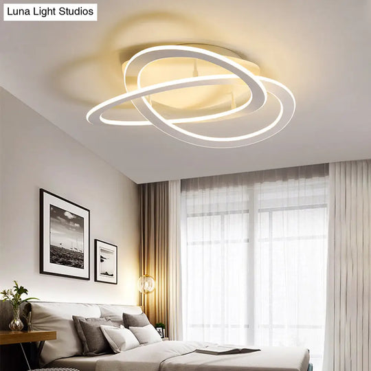 Semi Flush Mount Led Bedroom Ceiling Light With Acrylic Shade - White/Gold Finish Warm/White