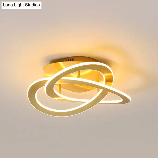 Semi Flush Mount Led Bedroom Ceiling Light With Acrylic Shade - White/Gold Finish Warm/White