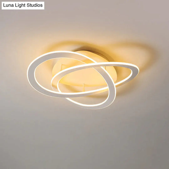 Semi Flush Mount Led Bedroom Ceiling Light With Acrylic Shade - White/Gold Finish Warm/White