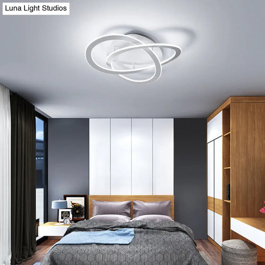 Semi Flush Mount Led Bedroom Ceiling Light With Acrylic Shade - White/Gold Finish Warm/White