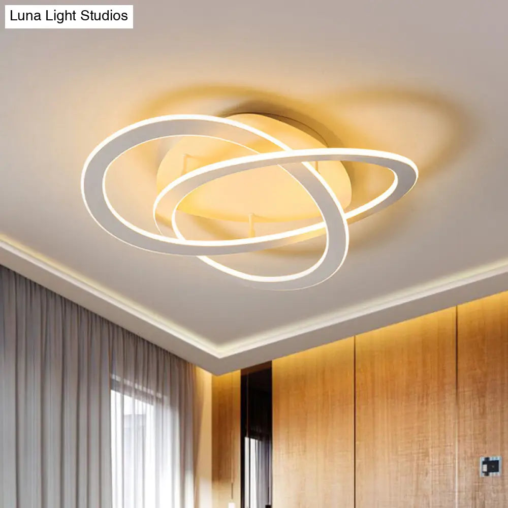 Semi Flush Mount Led Bedroom Ceiling Light With Acrylic Shade - White/Gold Finish Warm/White