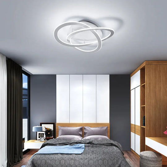 Semi Flush Mount Led Bedroom Ceiling Light With Acrylic Shade - White/Gold Finish Warm/White