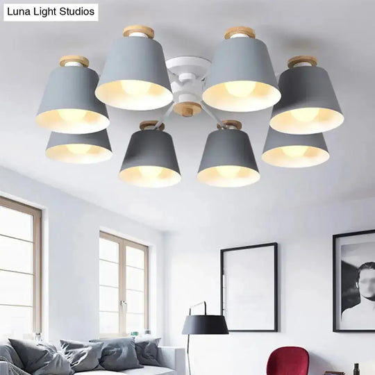 Semi Flush Mount Light Fixture: Modern Metal & Wood Ceiling Lighting For Living Room