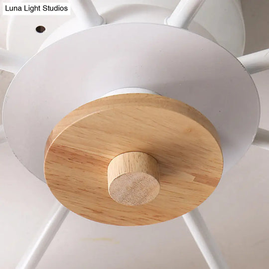 Semi Flush Mount Light Fixture: Modern Metal & Wood Ceiling Lighting For Living Room