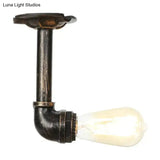 Semi Flush Vintage Aged Brass/Silver/Bronze Angle Pipe Ceiling Mount Light Fixture - 1
