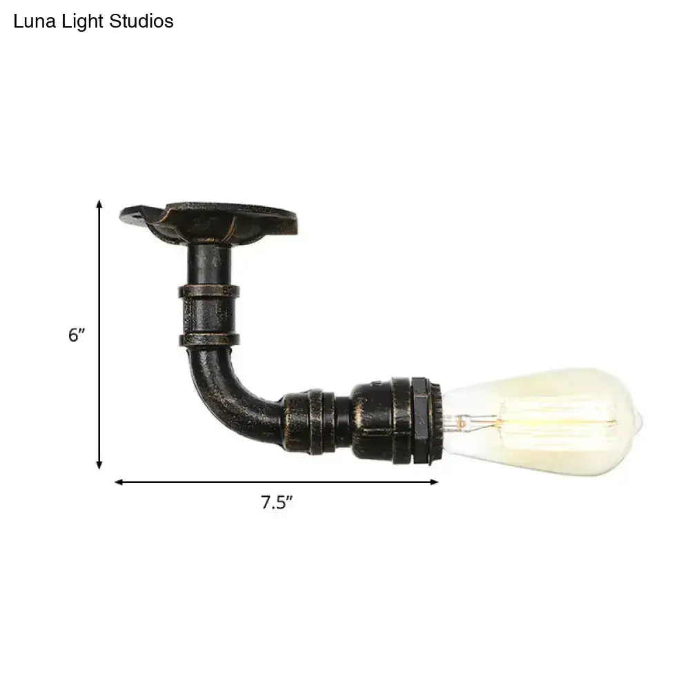 Semi Flush Vintage Aged Brass/Silver/Bronze Angle Pipe Ceiling Mount Light Fixture - 1