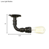 Semi Flush Vintage Aged Brass/Silver/Bronze Angle Pipe Ceiling Mount Light Fixture - 1