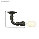 Semi Flush Vintage Aged Brass/Silver/Bronze Angle Pipe Ceiling Mount Light Fixture - 1