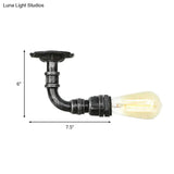 Semi Flush Vintage Aged Brass/Silver/Bronze Angle Pipe Ceiling Mount Light Fixture - 1