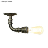 Semi Flush Vintage Aged Brass/Silver/Bronze Angle Pipe Ceiling Mount Light Fixture - 1