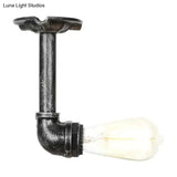 Semi Flush Vintage Aged Brass/Silver/Bronze Angle Pipe Ceiling Mount Light Fixture - 1