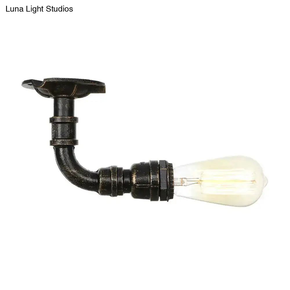 Semi Flush Vintage Aged Brass/Silver/Bronze Angle Pipe Ceiling Mount Light Fixture - 1