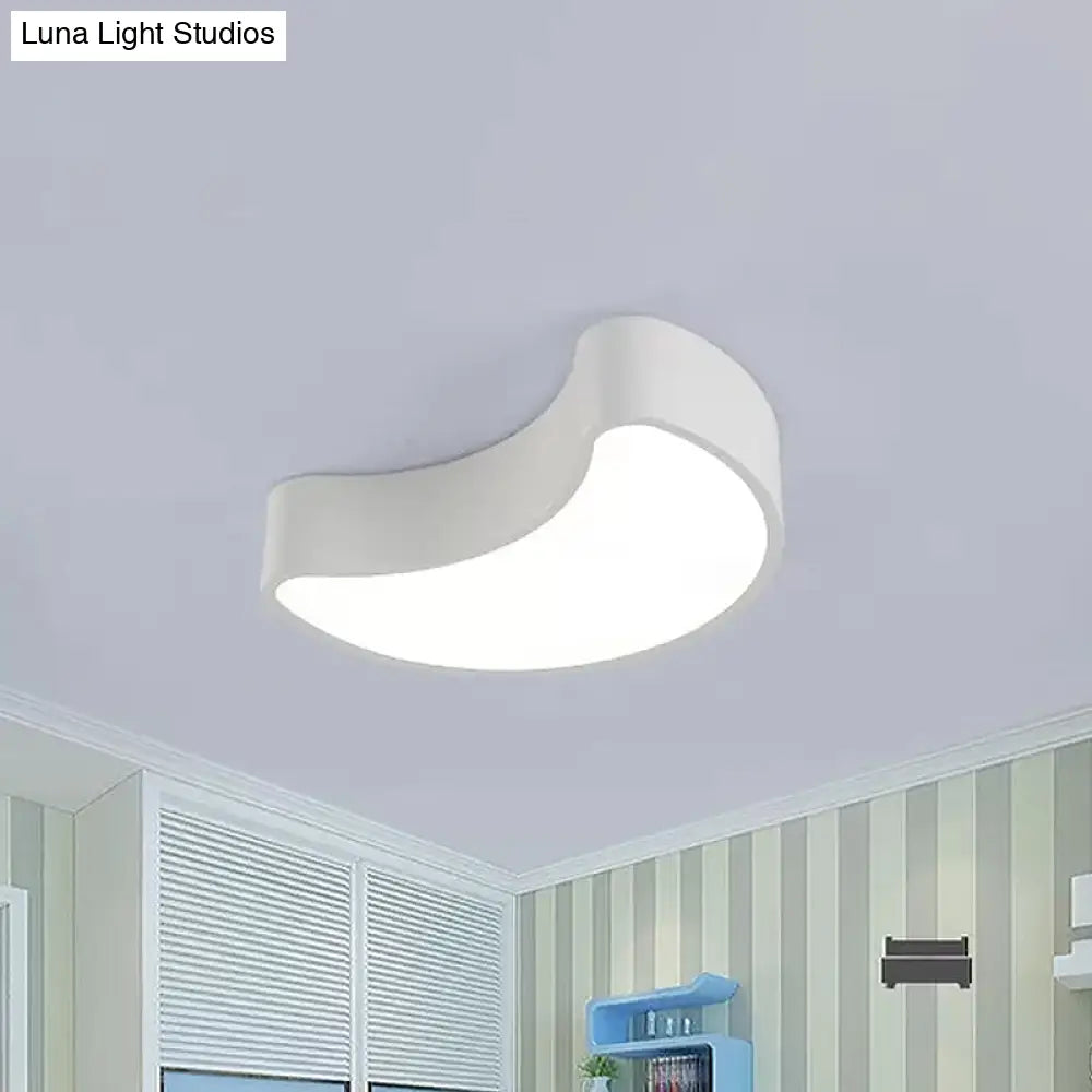 Semi-Moon Led Acrylic Flush Mount Ceiling Fixture For Kids’ Leisure Area - White/Red/Yellow Lighting