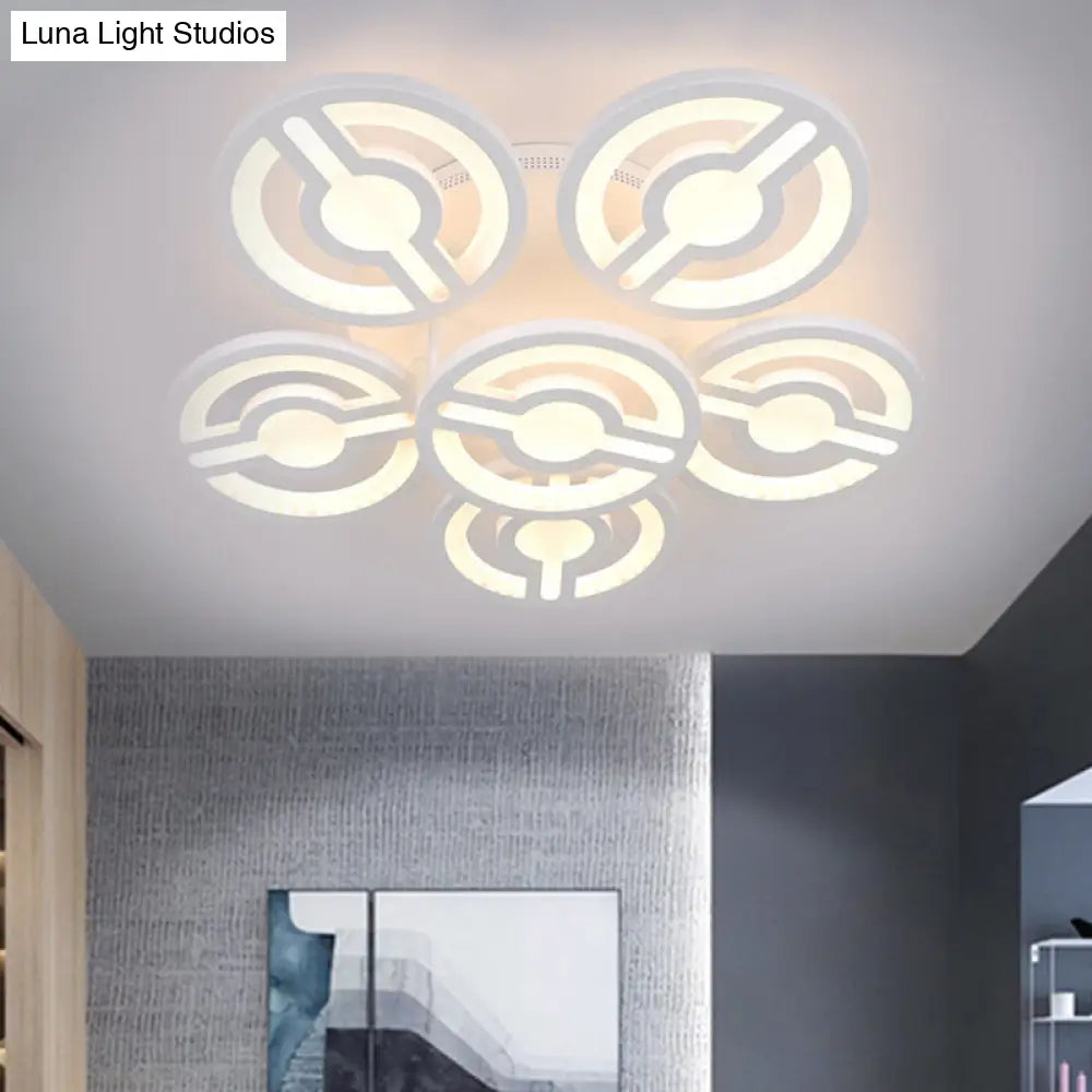 Semi Mount Led Acrylic Flush Ceiling Lamp: White Flower Design Warm/White/Natural Light /