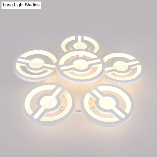 Semi Mount Led Acrylic Flush Ceiling Lamp: White Flower Design Warm/White/Natural Light