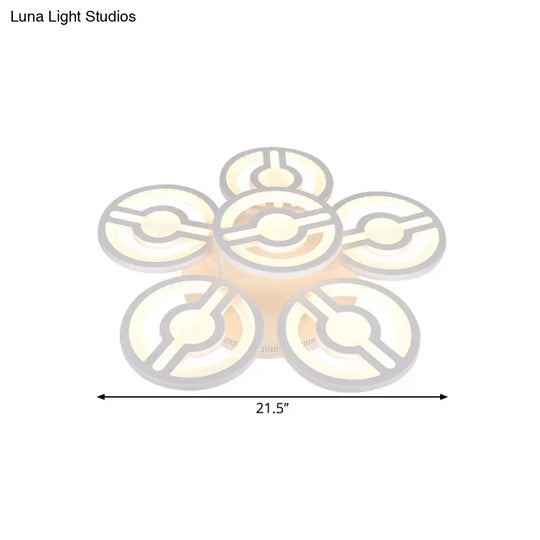 Semi Mount Led Acrylic Flush Ceiling Lamp: White Flower Design Warm/White/Natural Light