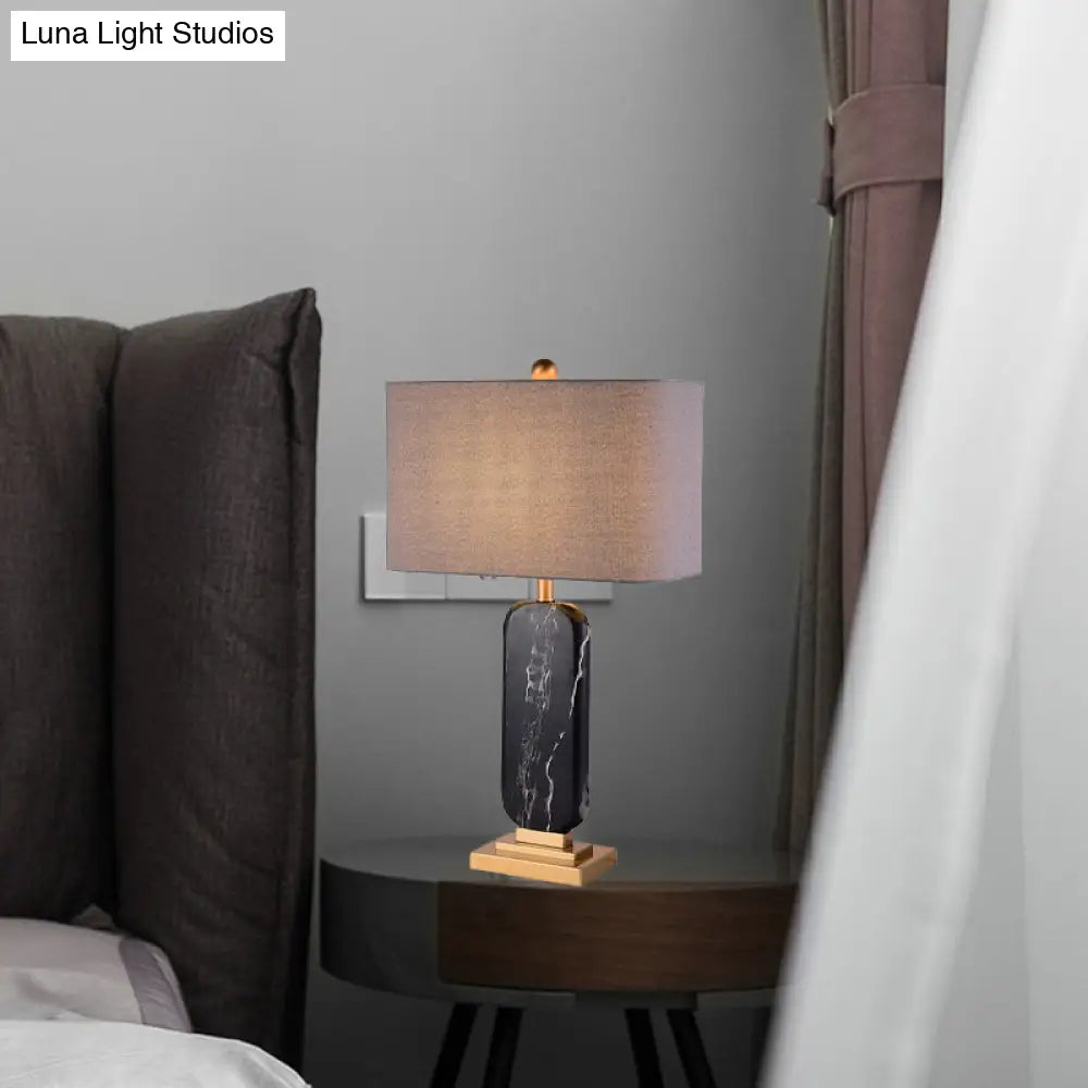 Shaded Task Lighting Small Desk Lamp In Contemporary Fabric For Bedside - Black