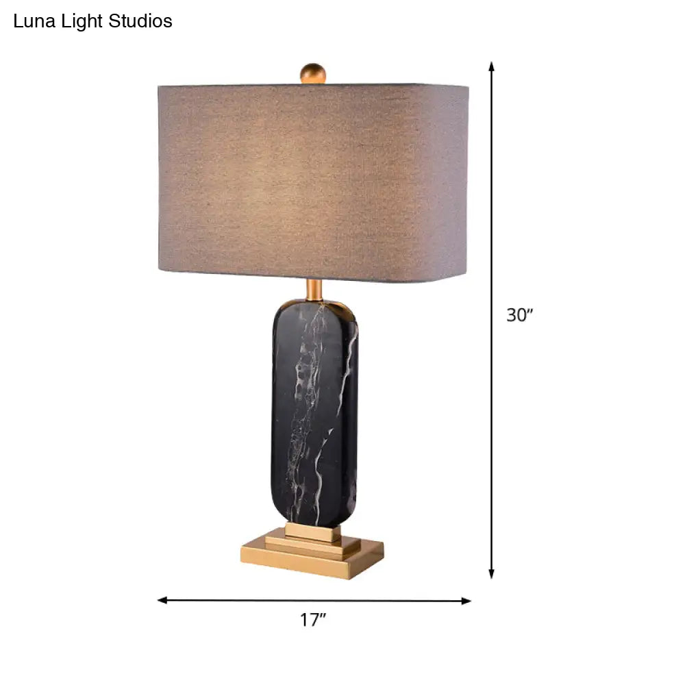 Shaded Task Lighting Small Desk Lamp In Contemporary Fabric For Bedside - Black