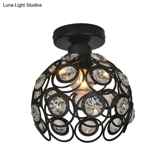 Shayla - E27 Black Creative Crystal Minimalist Ceiling Light Single Wall Lamp Bedroom European Iron