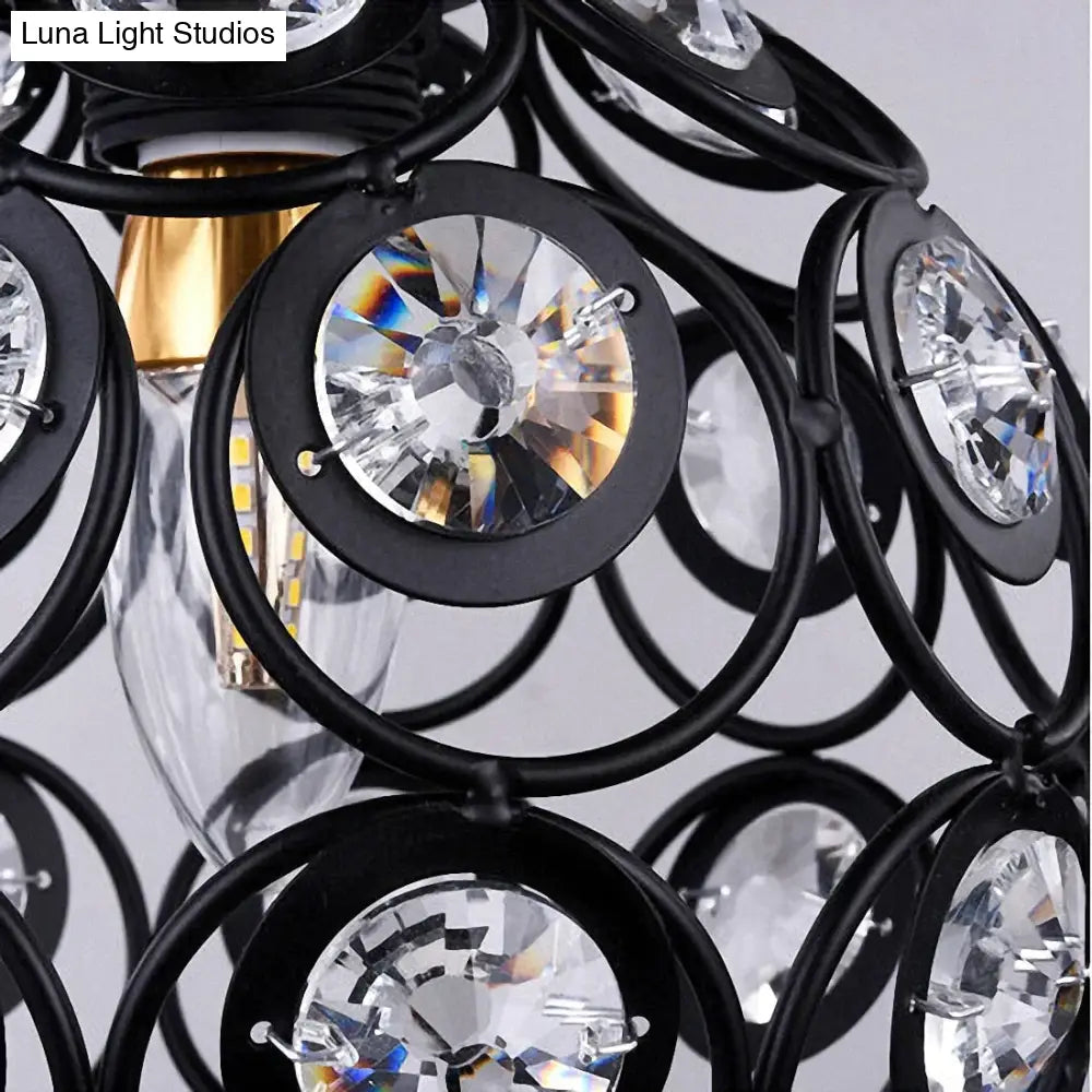 Shayla - E27 Black Creative Crystal Minimalist Ceiling Light Single Wall Lamp Bedroom European Iron