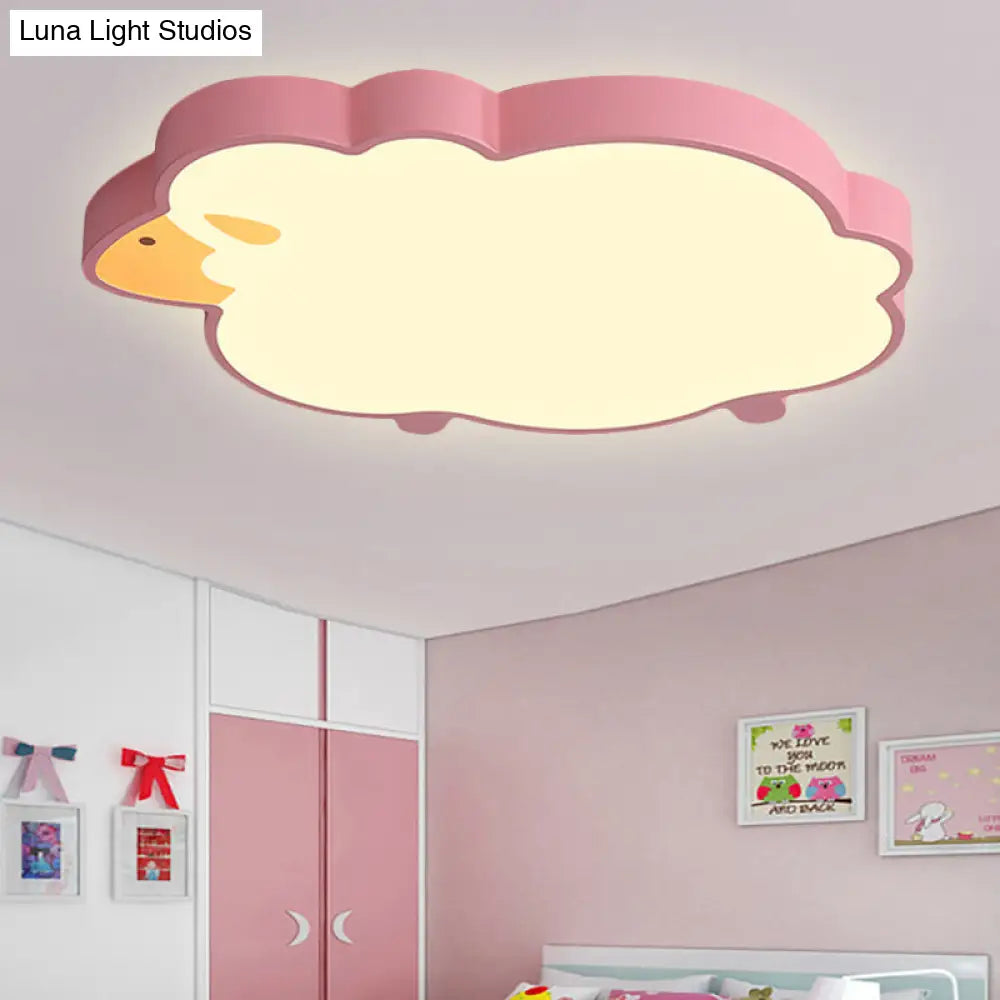 Sheep Led Ceiling Light - Modern Flush Mount For Chic Living Room Decor Pink / 19 White