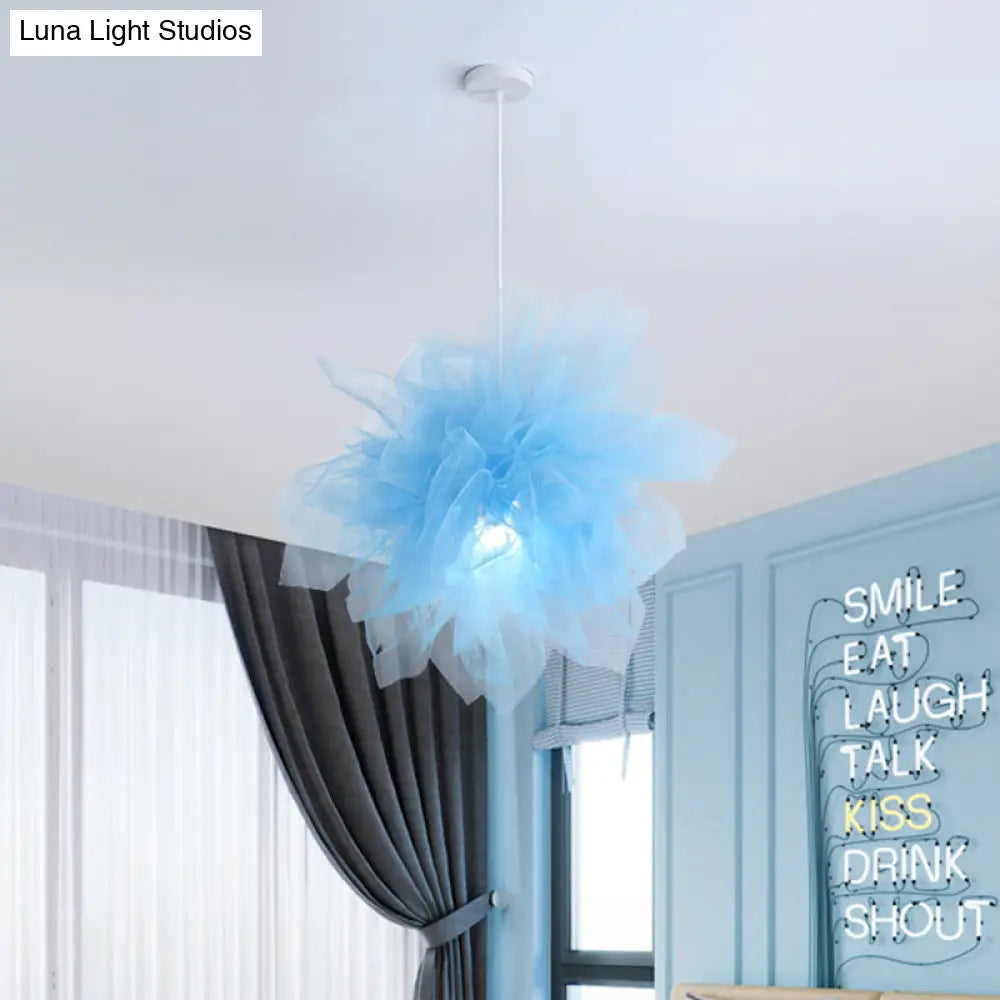 Modern Flower Ceiling Pendant Light - Sheer 1 18/27 Width White/Blue/Pink Perfect For Bedrooms