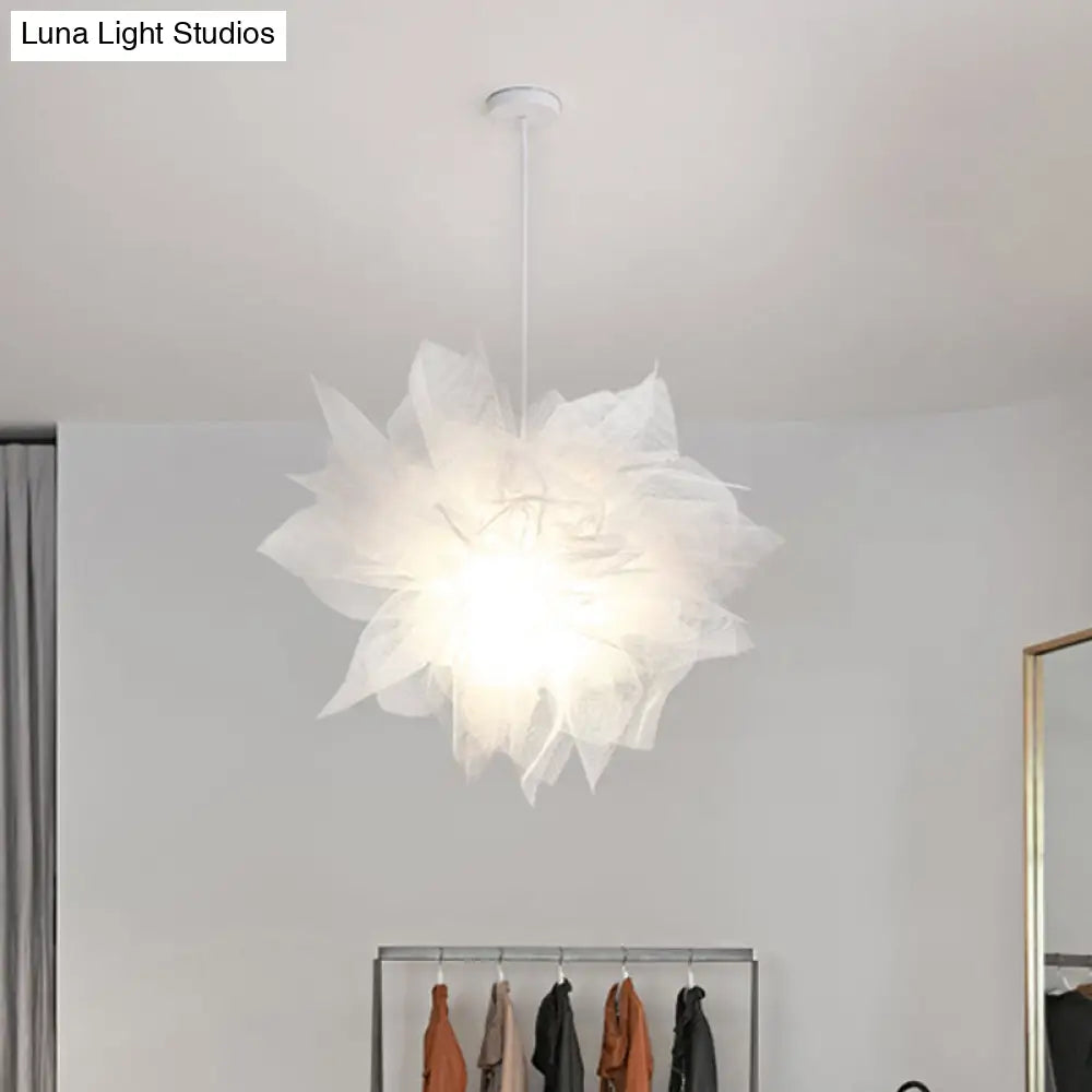 Modern Flower Ceiling Pendant Light - Sheer 1 18/27 Width White/Blue/Pink Perfect For Bedrooms White