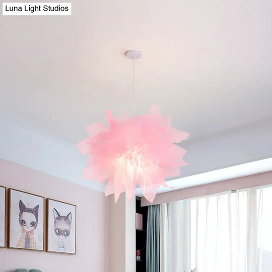 Modern Flower Ceiling Pendant Light - Sheer 1 18/27 Width White/Blue/Pink Perfect For Bedrooms