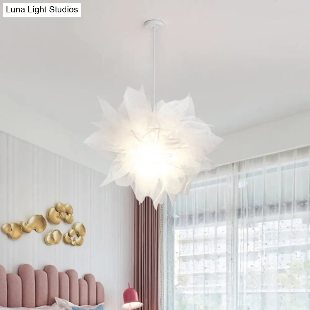 Modern Flower Ceiling Pendant Light - Sheer 1 18/27 Width White/Blue/Pink Perfect For Bedrooms