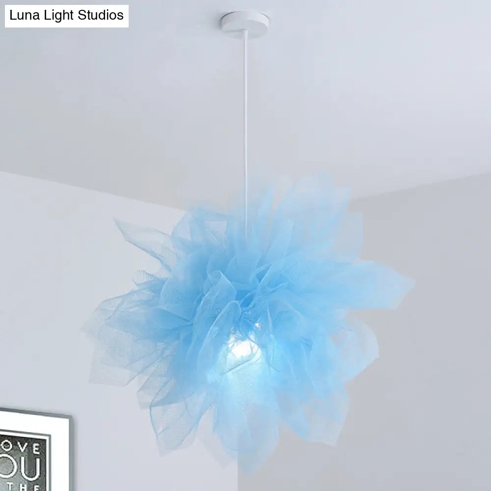 Modern Flower Ceiling Pendant Light - Sheer 1 18/27 Width White/Blue/Pink Perfect For Bedrooms Blue