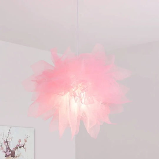 Sheer Flower Ceiling Pendant Light - Modern 1 18’/27’ Width White/Blue/Pink Suspended Lamp For