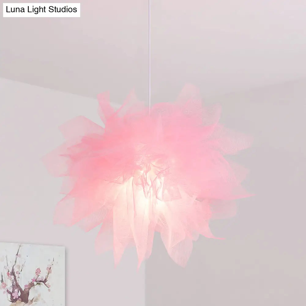 Modern Flower Ceiling Pendant Light - Sheer 1 18/27 Width White/Blue/Pink Perfect For Bedrooms Pink