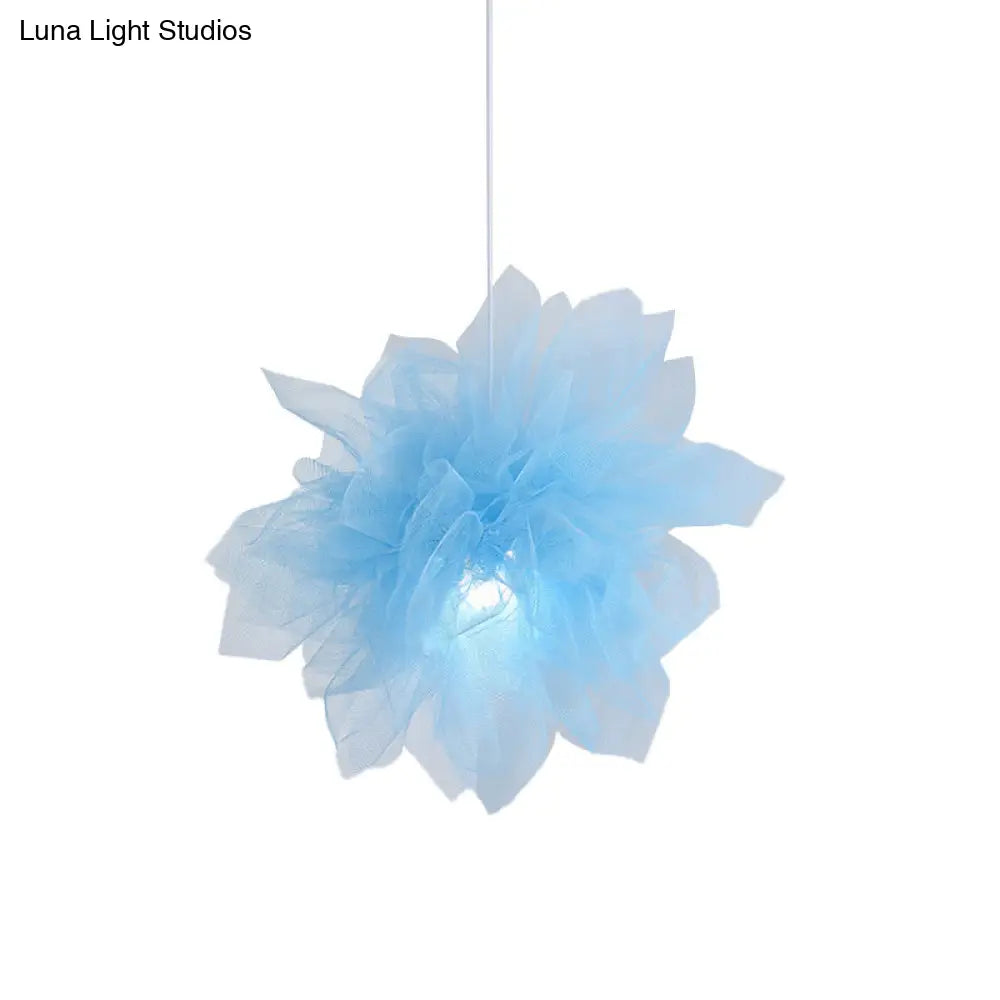 Modern Flower Ceiling Pendant Light - Sheer 1 18/27 Width White/Blue/Pink Perfect For Bedrooms