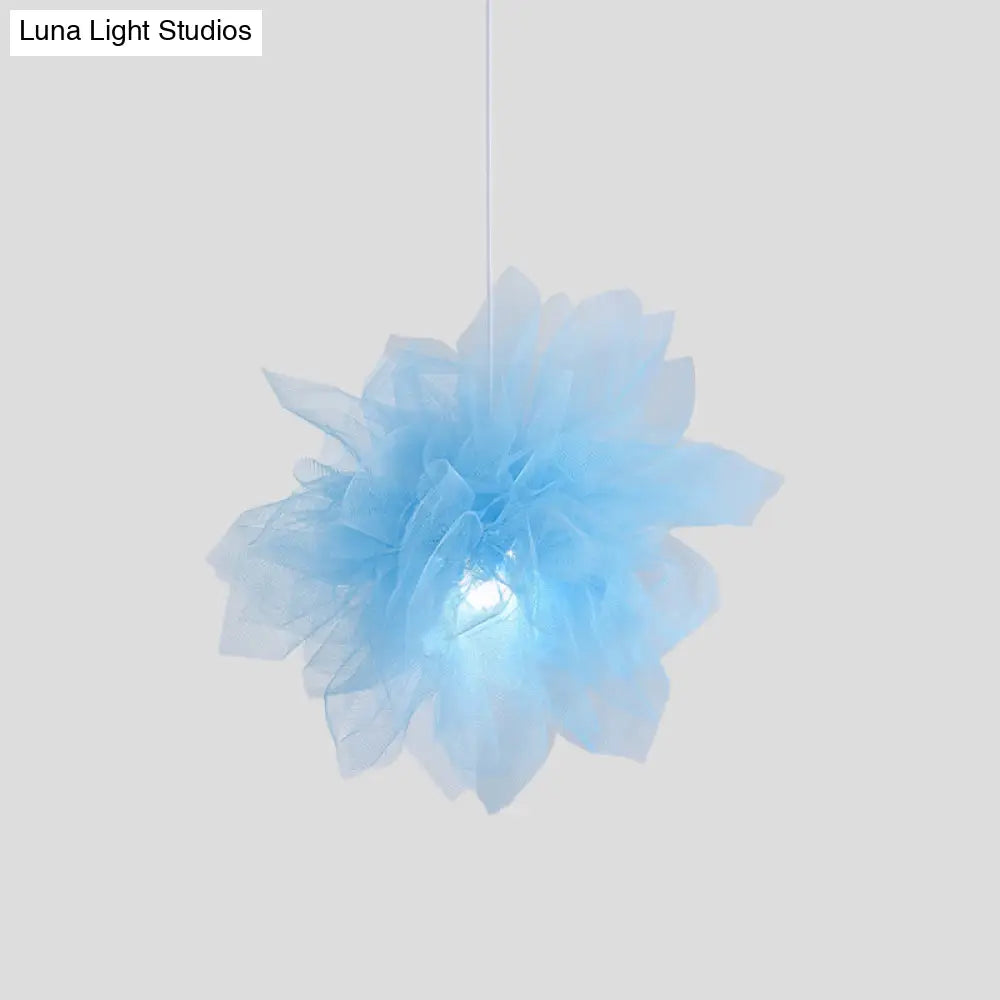 Modern Flower Ceiling Pendant Light - Sheer 1 18/27 Width White/Blue/Pink Perfect For Bedrooms