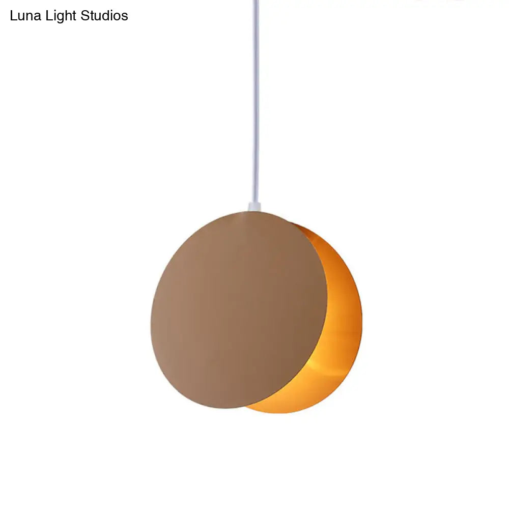 Round Pendant Lamp With Shell-Inspired Design And Macaron Style Metal Finish Perfect For Modern