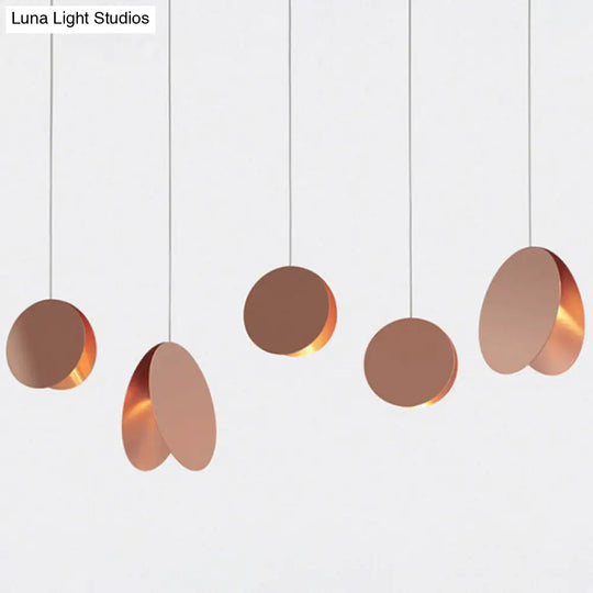 Round Pendant Lamp With Shell-Inspired Design And Macaron Style Metal Finish Perfect For Modern