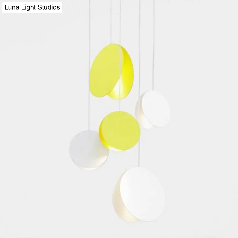 Round Pendant Lamp With Shell-Inspired Design And Macaron Style Metal Finish Perfect For Modern