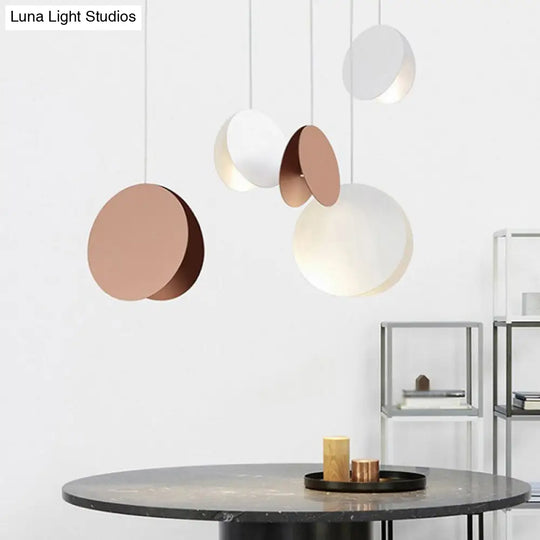 Shell-Inspired Round Pendant Lamp - Macaron Style Metal 1-Light Ceiling Light