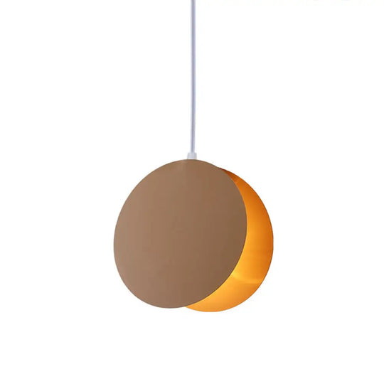 Shell-Inspired Round Pendant Lamp - Macaron Style Metal 1-Light Ceiling Light Khaki / 12’