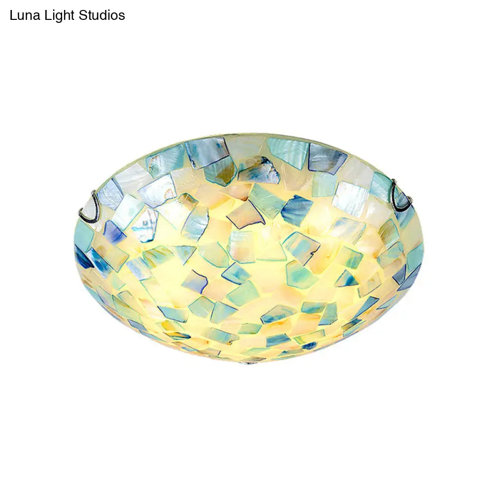 Shell Mosaic Flush Ceiling Light Tiffany Style Mount Lighting Fixture For Bedroom