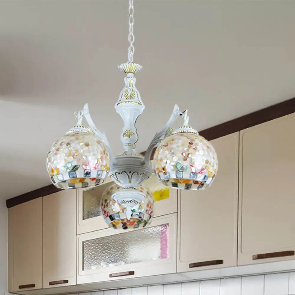 Shell Mosaic Pendant Chandelier - White Tiffany Design 5/9/11 Lights Ideal For Living Room Ceiling