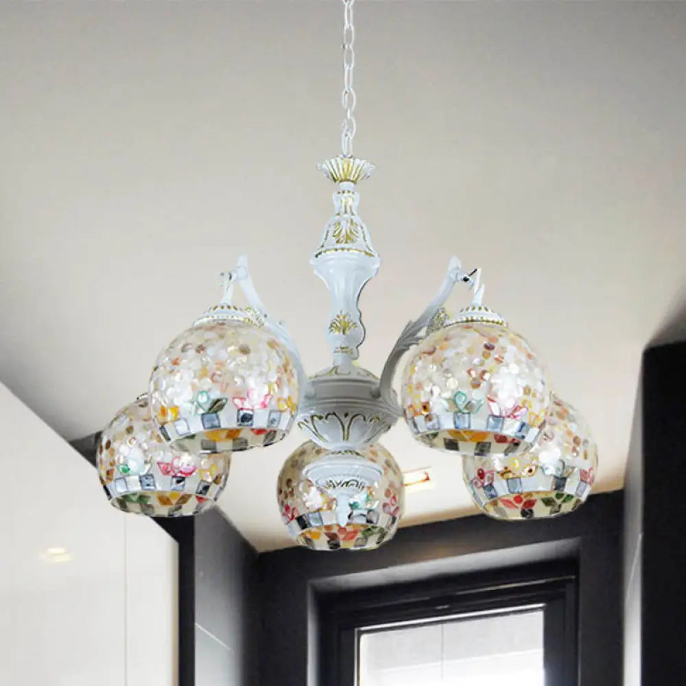 Shell Mosaic Pendant Chandelier - White Tiffany Design 5/9/11 Lights Ideal For Living Room Ceiling