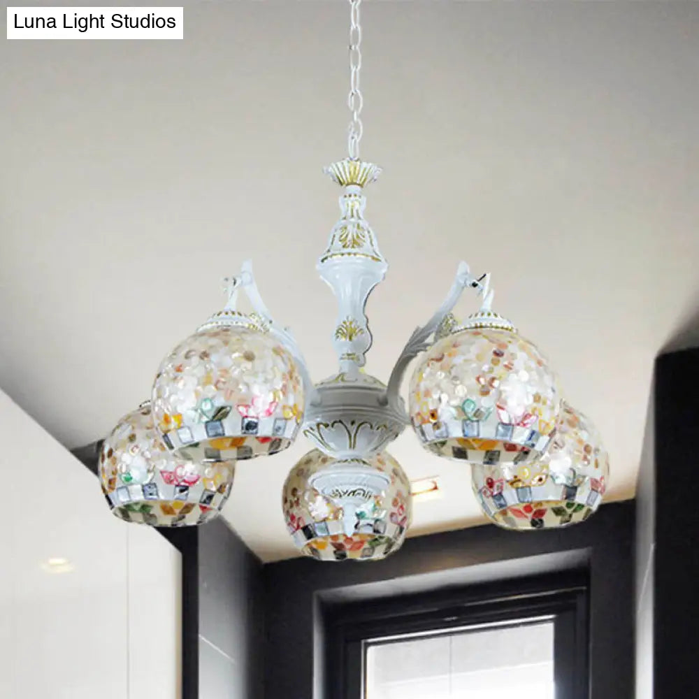 White Tiffany Shell Pendant Chandelier - 5/9/11 Lights Suspension Lamp For Living Room 5 /