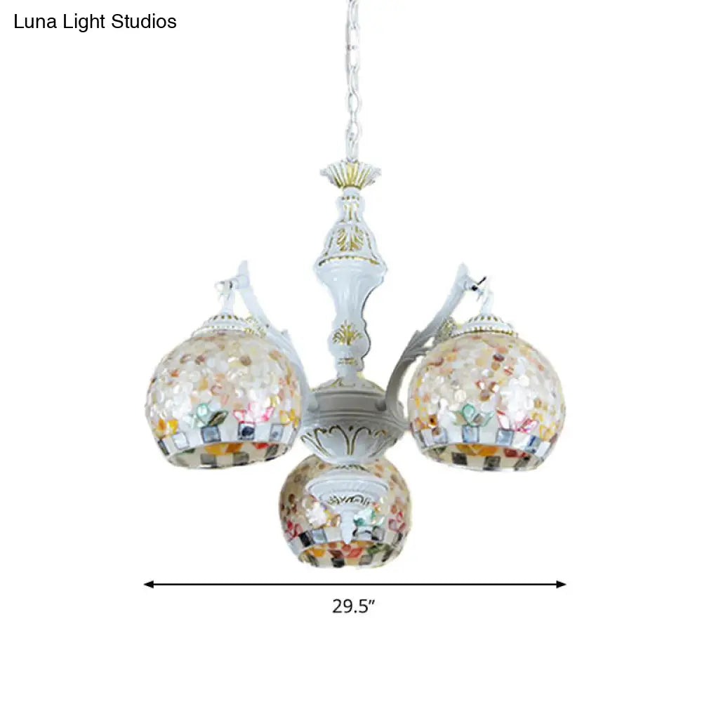 Shell Mosaic Pendant Chandelier - White Tiffany Design 5/9/11 Lights Ideal For Living Room Ceiling