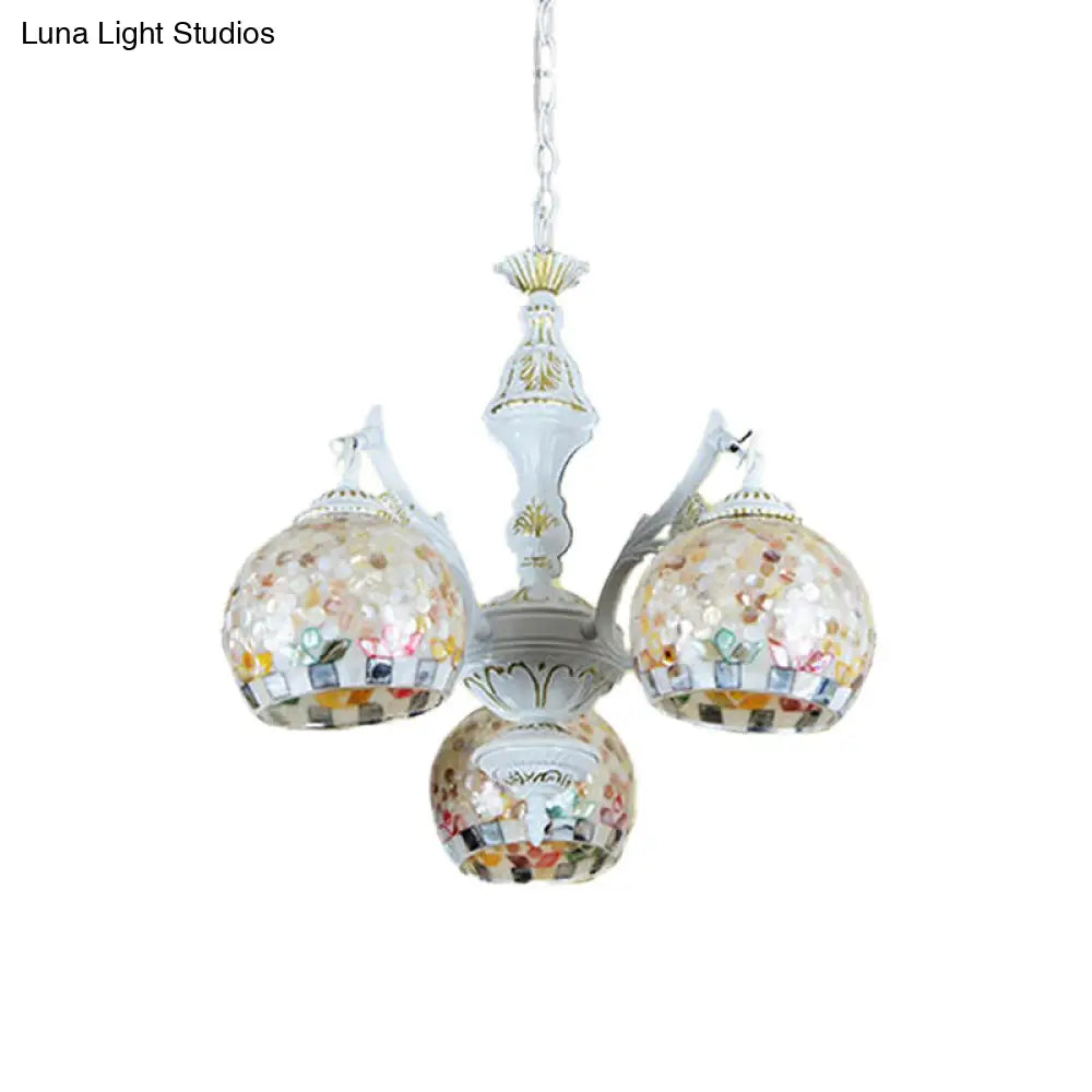 Shell Mosaic Pendant Chandelier - White Tiffany Design 5/9/11 Lights Ideal For Living Room Ceiling